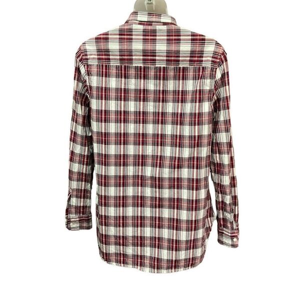 Gap Button Down Shirt Top Collar Red White Black Grey Striped Long Sleeves Small - Picture 2 of 9